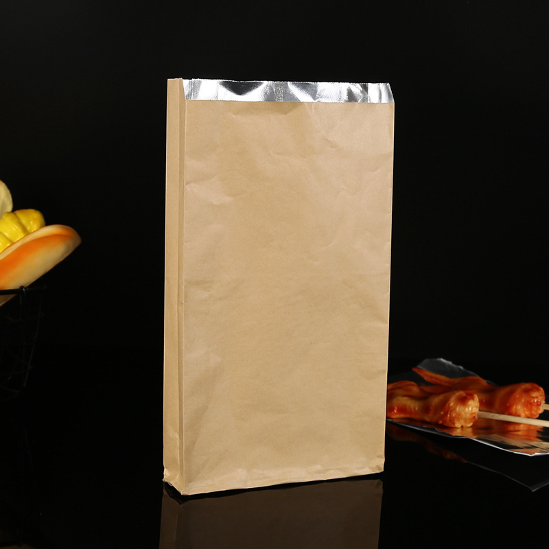 Personalizado a prueba de aceite de estaño bolsa de papel snack pollo frito cadena frita bolsa de comida bolsa de papel de aluminio aislado para llevar barbacoa vaca bolsa de embalaje