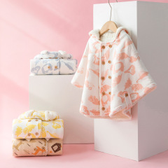 Autumn and winter infant and toddler cloaks, thick velvet shawls for going out, 0-4 year old children, boys and girls, lamb velvet winter clothes