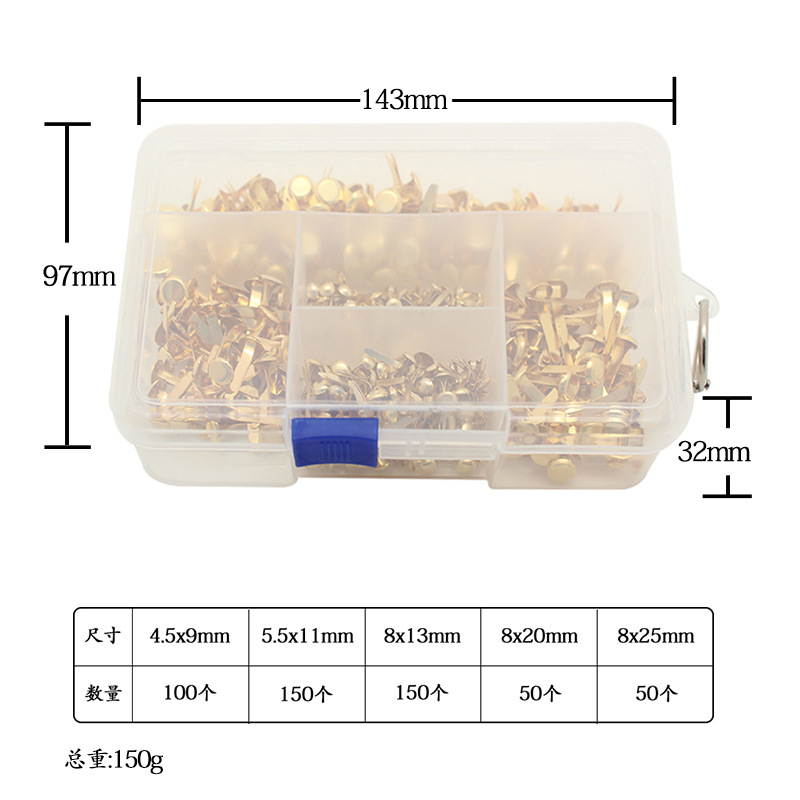 5 tamaños traje cabeza plana de metal cabeza redonda dos pies de espuma uñas DIY niños artesanía decoración doble pies uñas