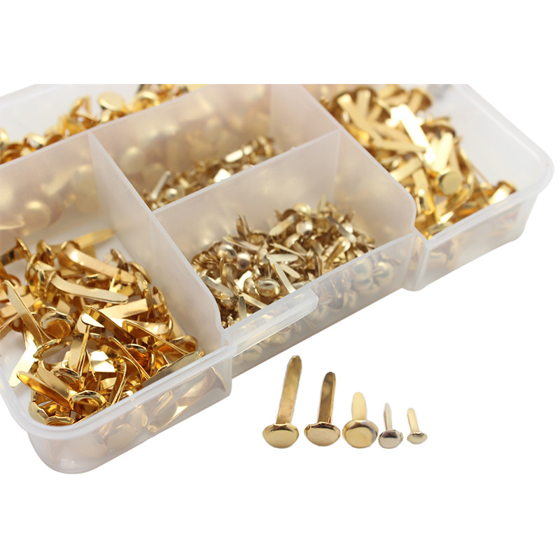 5 tamaños traje cabeza plana de metal cabeza redonda dos pies de espuma uñas DIY niños artesanía decoración doble pies uñas