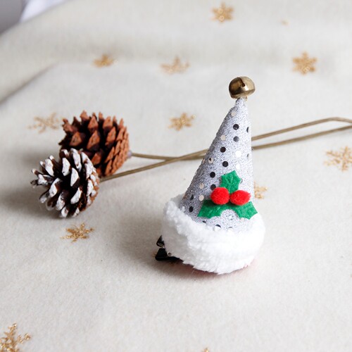  cross-border hot selling Christmas hairpin leaves snow white plush bell round hat Christmas holiday hairpin clip