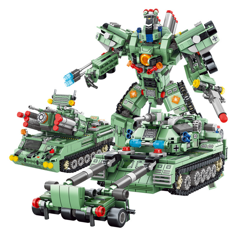 Panlos bloques de construcción 8-en-1 camión de bomberos Ingeniería Especial Policía coche tanque robot montaje bloques de construcción de juguete