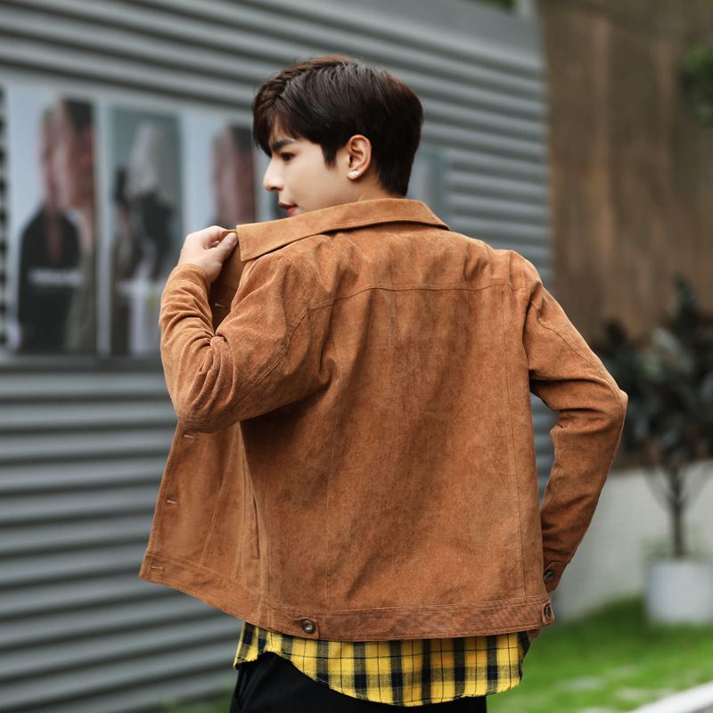 Chaqueta de los hombres otoño nuevo estilo coreano slim fit moda juventud casual todo partido estilo japonés ropa de trabajo retro solapa abrigo