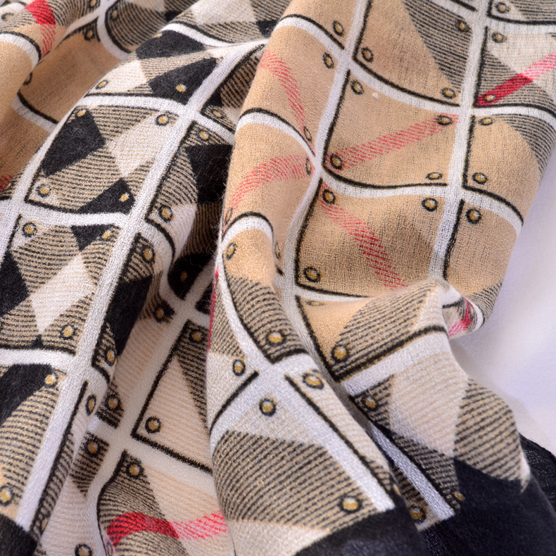 Bufanda de mujer de invierno estilo coreano versátil bufanda a cuadros de diamantes de verano aire acondicionado chal bufanda cálida Toalla de playa de algodón y lino