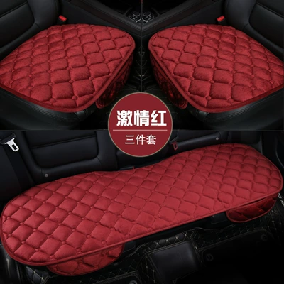 Winter supplies warm plush Seat cushion, seat cover - diamond-plush-passion-red-three-piece-set-with-pocket