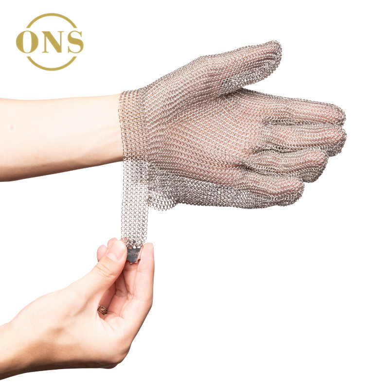 Guantes Anticorte Nivel 5 de Acero Inoxidable 304 para Trabajo Industrial y Carnicería