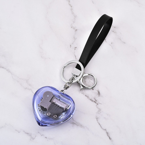 Korean version creative gift heart-shaped pendant music box mini acrylic keychain children's music box wholesale