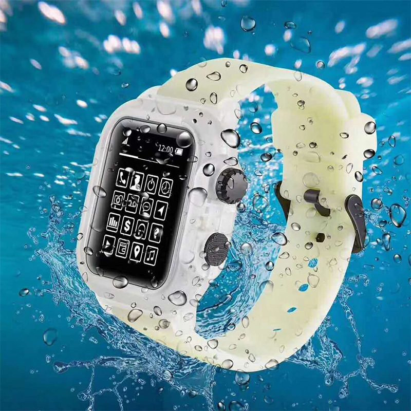 For apple watch9/SE Apple Watch 8/7/6 Waterproof Case Wristband Diving Silicone Strap 45mm