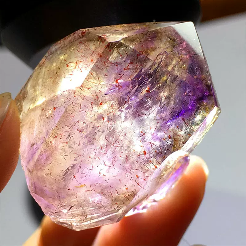 幻影紫水晶超七带发骸骨干权杖闪灵钻原石