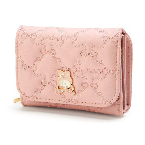 New Style Melody Fabric Dog Maplewood Multifunctional Leather Waterproof Card Holder Women's Bifold Short Wallet