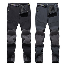 新款冲锋裤户外运动男士加绒加厚冬季保暖防风防水登山长裤 跨境