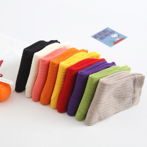 2024 spring and summer children's socks wholesale baby socks candy color student socks cotton boys and girls mid-calf socks