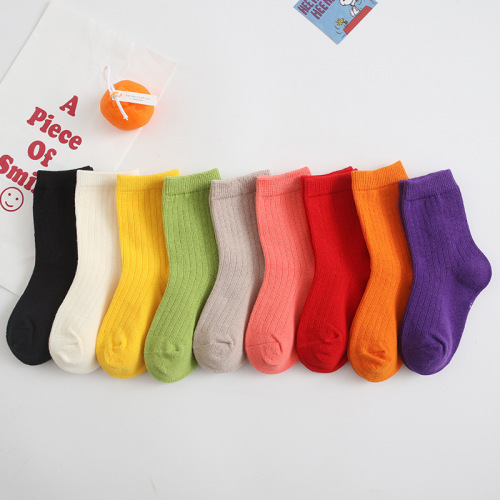 2024 spring and summer children's socks wholesale baby socks candy color student socks cotton boys and girls mid-calf socks