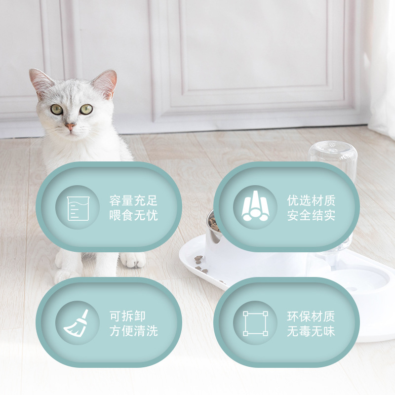 Anti-salpicaduras de acero inoxidable extraíble y lavable doble Tazón protección contra la inclinación columna cervical Tazón para mascotas tazón de comida para gatos de doble uso tazón para perros