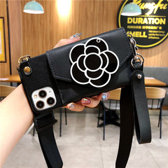 iPhonex mobile phone case for Apple 11Pro coin purse XSmax Camellia 7p mirror XR lanyard 12