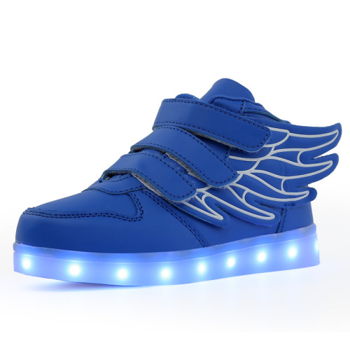 Factory cross-border direct sales high-top wing light-up LED charged shoes
