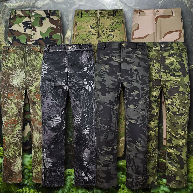Dropshipping Outdoor Sports Fleece Pants for Men, Winter Fleece-Lined Thickened Waterproof Windproof Hiking Pants
