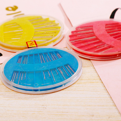 Household combined large and small sewing needles, hand sewing needle round box set, sewing needle box, embroidery steel needle box wholesale