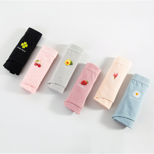 Mother's pure cotton underwear women's 200 pounds hip lifting and belly tightening plus size women's underwear wholesale high waist triangle shorts fruit