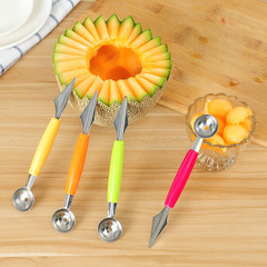 Ball Scoop Ice Cream Plate Knife Stainless Steel Watermelon Ripple 304 Engraved Fruit Stainless Steel Ball Scoop Double-Ended