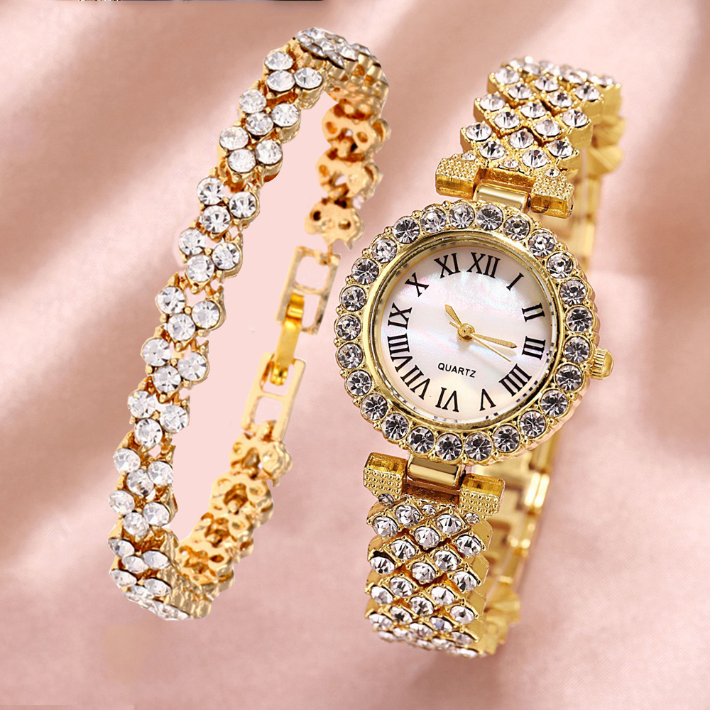 New Watch Fashion Trend Business Versatile Luxury Diamond Embedding Full Sky Star Elegant Quartz Watch Set with Diamond Embedding Hands_voghion.com