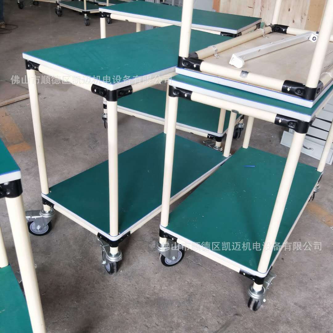 精益管手推车胶皮周转车线棒物料架精益管移动工作台置物架多层