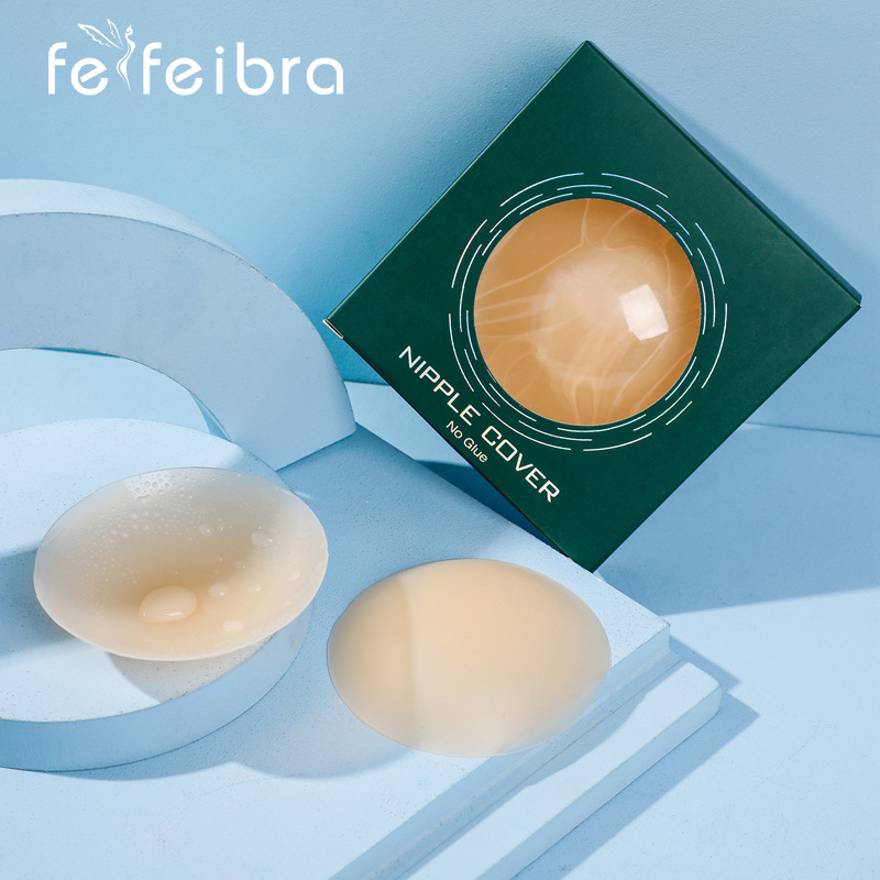Factory Direct Sales American Warm-Feel Same Style Glue-Free Self-Adhesive Breast Patch Ultra-Thin Anti-Bulge Silicone Solid Breast Patch to Prevent Leakage