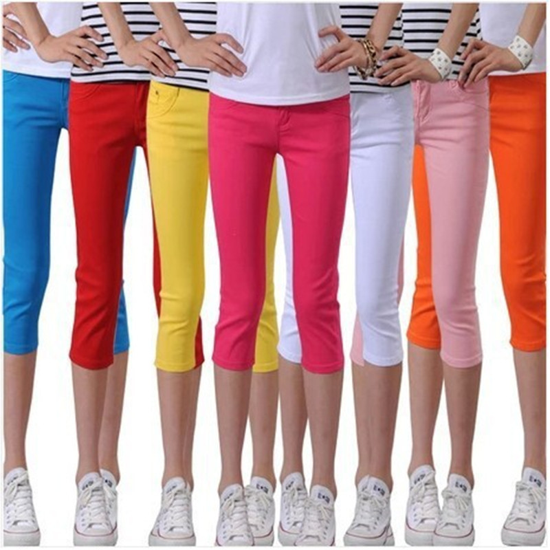 Summer Candy Colorful Cropped Jeans Women's Tight Slim Cropped Pants Small Foot Pencil Pants Directly Approved from the Manufacturer