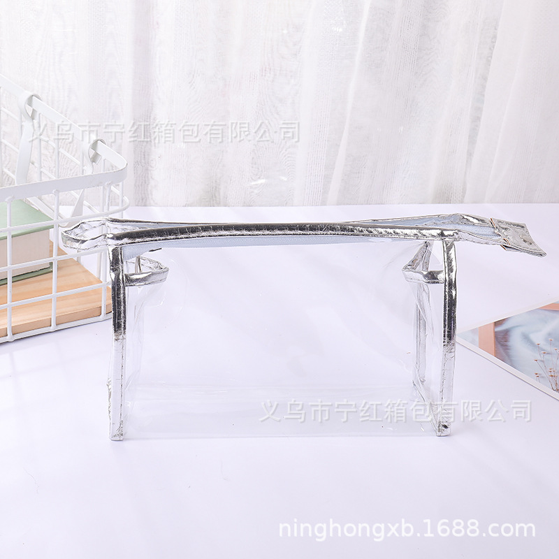 Suministro directo transfronterizo bolsa transparente de PVC impermeable bolsa de cosméticos bolsa de lavado Portátil Bolsa de almacenamiento de gran capacidad logotipo impreso
