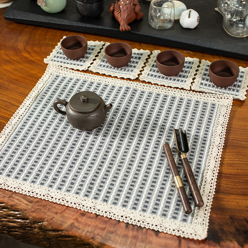Jinhao FÁBRICA DE LINO Zen tela estera de té de estilo chino de tela de té corredor de mesa de té bandeja de té toalla Lu Bordado estera de aislamiento térmico producto terminado
