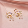 Earrings, fashionable silver needle from pearl, silver 925 sample