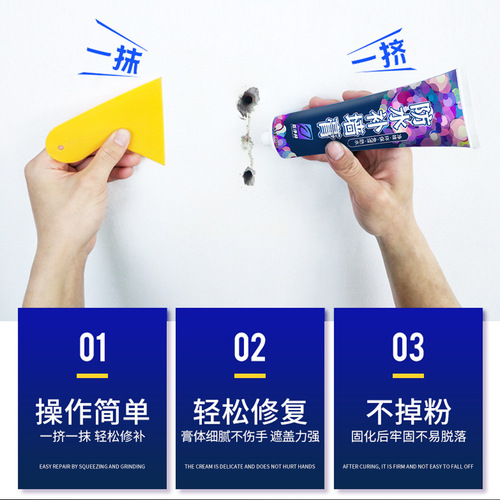Wall Putty Whitewash for Interior Wall Renewal Repair, Waterproof and Moldproof, Drip Eye Crack Repair Interior Paint