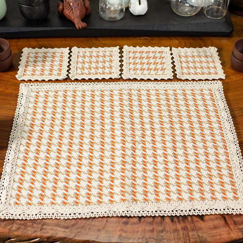 16 juegos de manteles individuales de cáñamo terminados (1 grande + 4 pequeños)