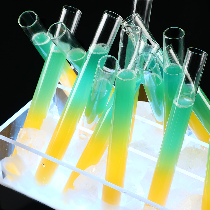 Tubo de ensayo de vidrio curling tubo de ensayo bar KTV cóctel espíritus tubo de ensayo rollo de copa de vino boca flanger tubo de ensayo engrosado