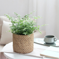 Pastoral style creative personality cement flower pot imitation straw wool pattern indoor green plant pot home decoration ornaments