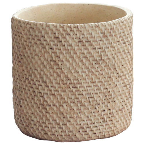 Pastoral style creative personality cement flower pot imitation straw wool pattern indoor green plant pot home decoration ornaments