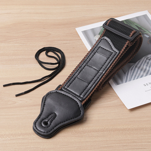 Guitar strap thickened mesh storage compartment Folk classical pick style electric guitar PU leather fashion accessories