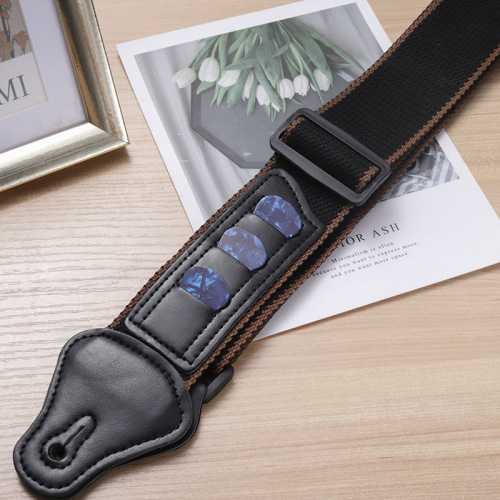 Guitar strap thickened mesh storage compartment Folk classical pick style electric guitar PU leather fashion accessories