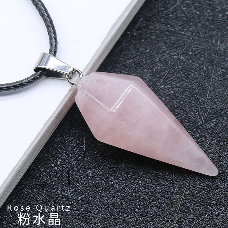 Venta caliente transfronteriza colgante de cristal natural hexagonal cono seis-lado forma de diamante oscilación eBay AliExpress joyería