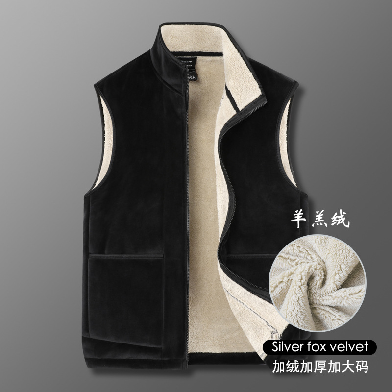 Chaleco para hombre para otoño e invierno, chaleco informal cálido con cuello alto y forro polar, chaleco cálido versátil con forro polar de lana de cordero.