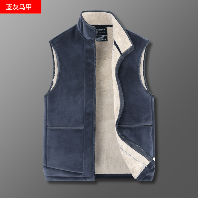 Chaleco para hombre para otoño e invierno, chaleco informal cálido con cuello alto y forro polar, chaleco cálido versátil con forro polar de lana de cordero.