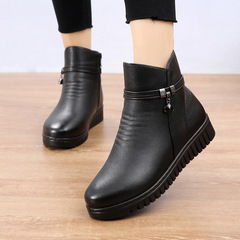 New winter women's cotton shoes, mother's shoes, flat heels, middle-aged and elderly warm short boots 41 non-slip large size wholesale 42