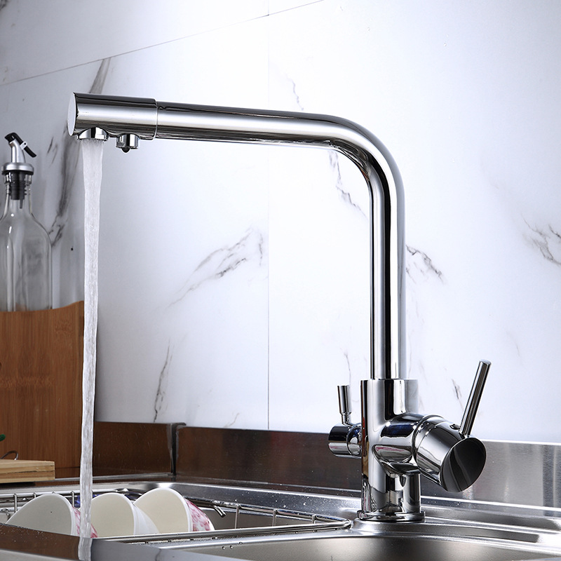 Cobre negro spray pintura cocina puro grifo fregadero vegetal cuenca giratoria doble manija doble agujero grifo