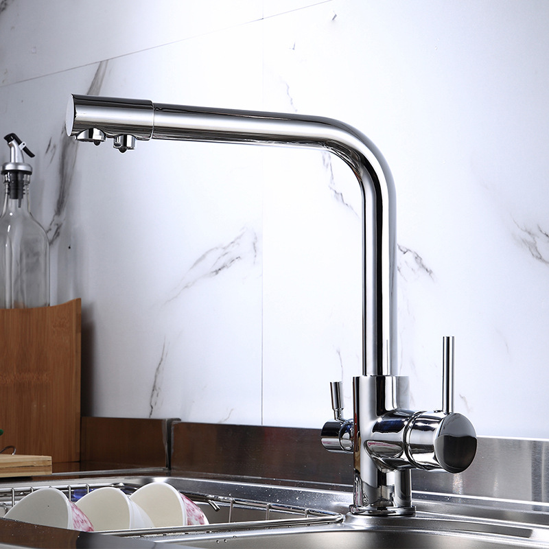 Cobre negro spray pintura cocina puro grifo fregadero vegetal cuenca giratoria doble manija doble agujero grifo