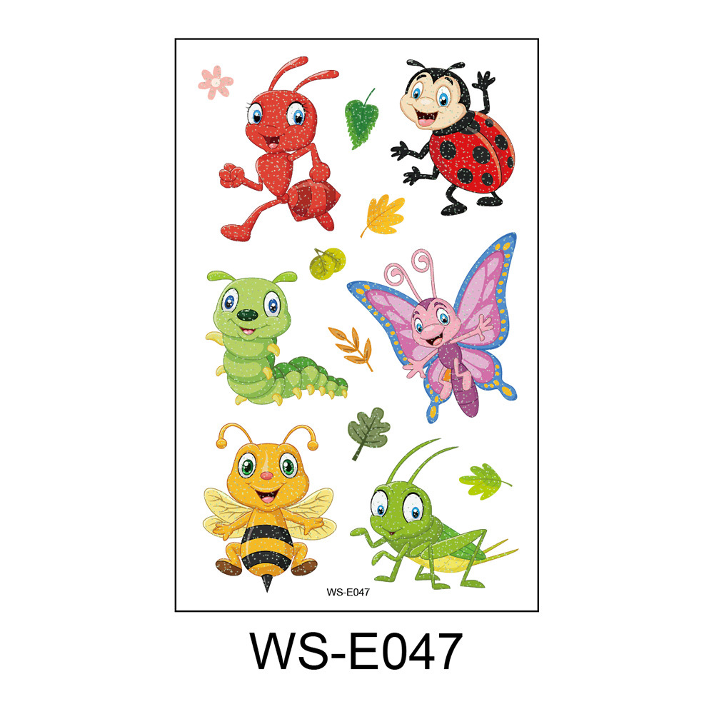 Nuevo punto brillante tatuaje pegatina impermeable y resistente al sudor dibujos animados para niños dinosaurio unicornio insecto tatuaje pegatina