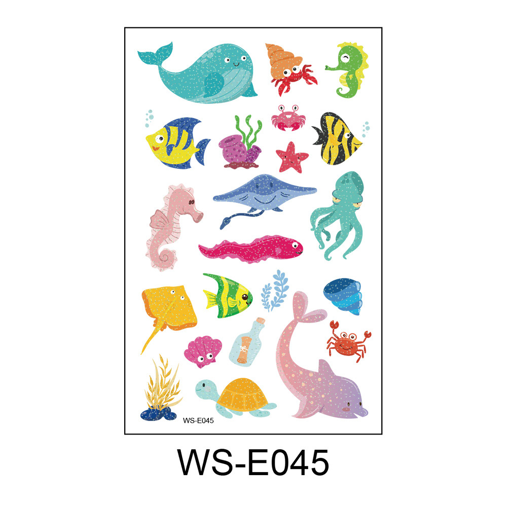 Nuevo punto brillante tatuaje pegatina impermeable y resistente al sudor dibujos animados para niños dinosaurio unicornio insecto tatuaje pegatina