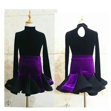 儿童拉丁舞裙少儿秋冬长袖练功服女童舞蹈比赛考级表演服装拉丁舞