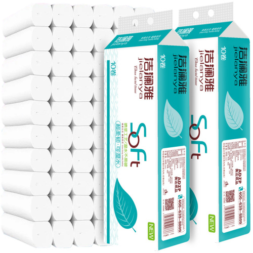Jiele Yan Original Wood Roll Toilet Paper Coreless Roll Paper Tissue Bathroom Tissue Wettable Five-Layer Thickened One Piece Shipped