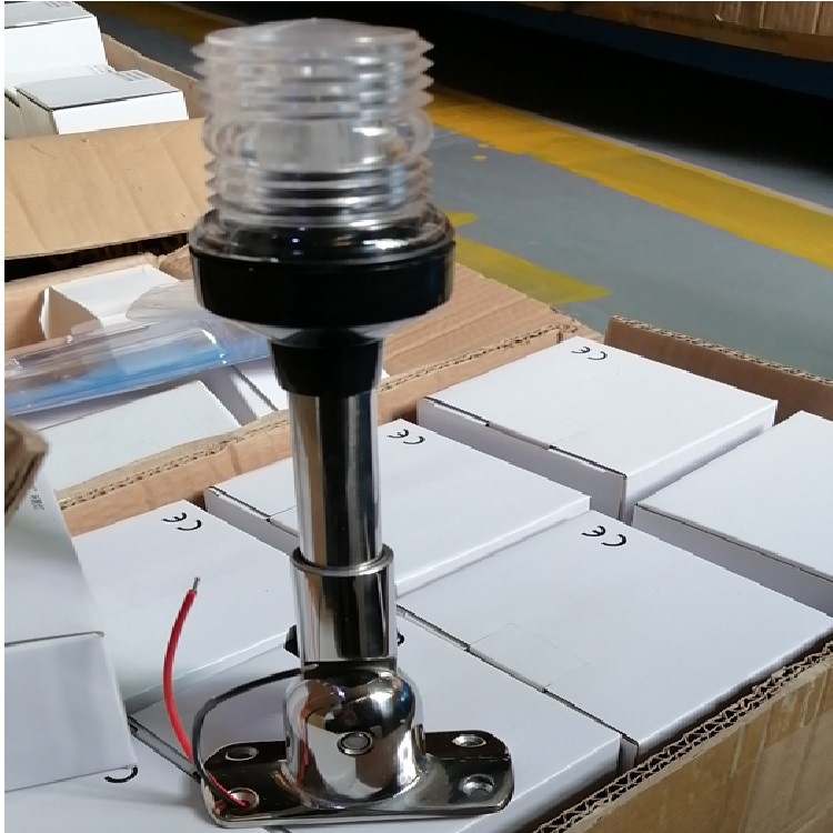 E06017 9寸不锈钢环照灯12V24V2.5W不锈钢灯杆底座螺丝固定游艇灯