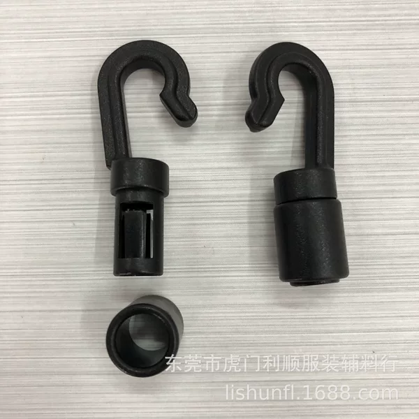 Factory in stock latex rope 6.5MM plastic opening hook elastic rope hook round hole plastic environmental protection hook